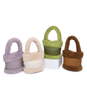 Autumn and Winter Plush Bucket Bag Cute Handbag for Girls thumbnail-1