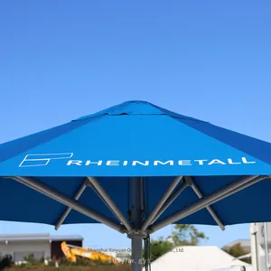 Hand-cranked Garden Parasol With Logo Printing Design, Suitable for Outdoor Use in Restaurants, Made of Aluminum Alloy thumbnail-2