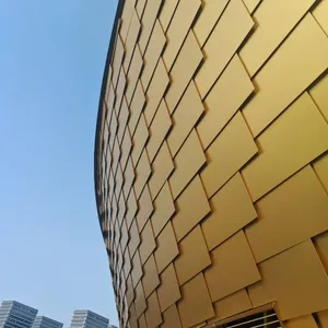 Perforated Aluminum Single Board Ceiling Hollow Carving Wood Grain Fluorocarbon Paint Engraving Facade Rain Shelter Column Modeling Customization thumbnail-1