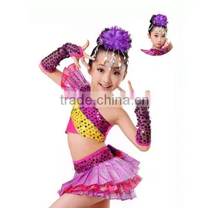 In Stock 2pcs in One Set Kids Red Latin Dance Dress Waltz Dancing Dress thumbnail-6