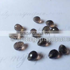 AAA Grade Smokey Faceted Half Drill Drops Loose Gemstone thumbnail-1
