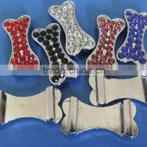 Compet Produce 10mm Rhinestone Promotional Gifts Zinc Alloy Slide Bone Charms for Dog Collars & Human Bracelets thumbnail-2