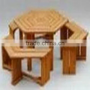 Traditional Hexagonal Picnic Table With Benches thumbnail-1