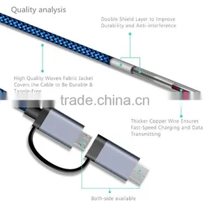 Durable Aluminum Electric Wire Micro USB + USB-C Data Cable thumbnail-4