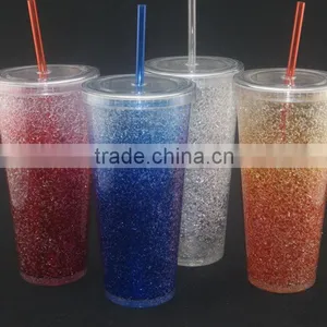 PBA Free Plastic Double Wall Insulated Ice Mugs Freezer Beer Cup With Ice Gel thumbnail-1