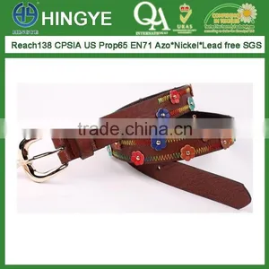 Fashion PU Belt With Flower and Zigzag Stitching --- E1412019 thumbnail-1