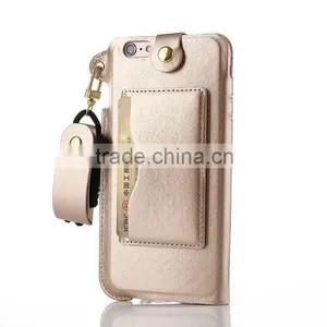 Luxury Metal pu Leather Case With Card Slot for Iphone 6splus Universal Thin Holder Full Back Cover With String for Iphone6 Plus thumbnail-1