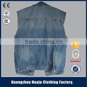 Wholesale 100% Cotton Indigo Fashion Men Biker Denim Waistcoat thumbnail-2