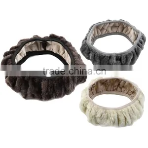 Charm Warm Long Wool Fur Plush Car Steering Wheel Cover Woolen Car Handbrake Accessory thumbnail-5