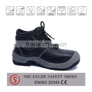 Genuine Leather Safety Shoes PU Injected Steel Toe Cap Industrial Work Boots 9071 thumbnail-1