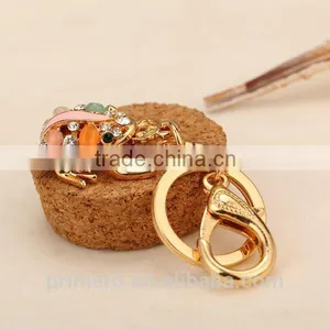 New Fashion Cat Eye Stone Frog Keychain Crystal Purse Bag Key Chain Ring Key Gift thumbnail-6