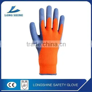 10G Hi-viz Orange Poly/cotton Liner With Blue Latex Coated Safety Working Glove thumbnail-2