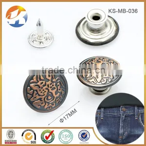 Engraved Logo With Red Custom Metal Shank Button For Denim thumbnail-1