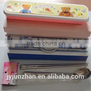 Stainless Steel Korean Spoon and Chopsticks Set With Gift Blue Box Packing thumbnail-1