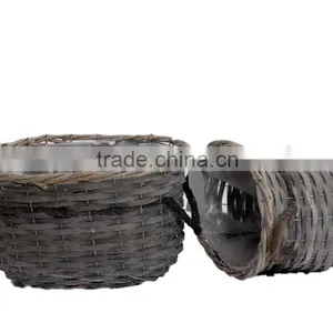 2pcs Factory Direct Supply Oval Garden Flower Basket With Handle thumbnail-3