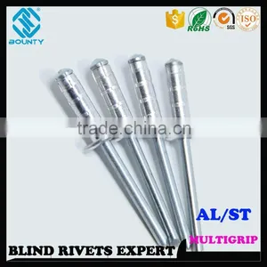 HIGH QUALITY FACTORY DOME HEAD ALU/ST MULTI GRIP BLIND POP RIVETS thumbnail-3