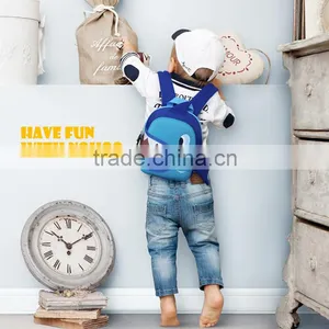 2016 Latest Cute Cartoon Shark Neoprene Material Child School Bag Blue Quality Choice thumbnail-3