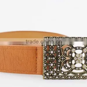 2015 Vintage Style Women's Fashion PU Brand Belt With Rhinestone Square Shape Buckle thumbnail-4