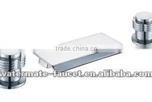 Double Handle 3-hole Waterfall Bath-tub Faucet Mixer Tap thumbnail-1