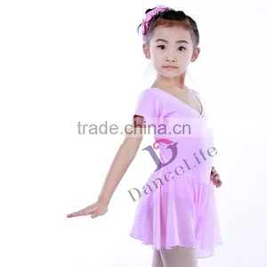 C2157 Short Sleeve Ballet Dance Costumes Chiffon Girls Ballet Dress thumbnail-3