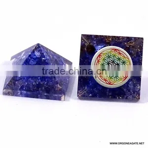 Indigo Onyx Baby Orgone Pyramid With Energy Flower Of Life | Orgonit Agate thumbnail-3