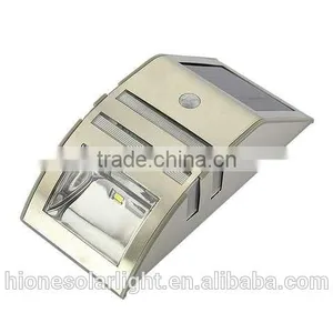 2 LED Stainless Steel Solar Powered PIR Motion Sensor Wall Light thumbnail-1