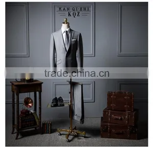 Two Bottom Coat Suits 2016 Latest Fashion Business Man Suit Black Coat Pant Men Suit thumbnail-2
