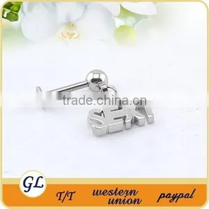 LR01132 Stainless Steel Dangle Scissors Piercing Labret Stud thumbnail-4
