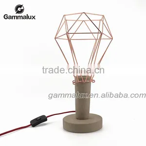 E27 Vintage Concrete Table Lamp Concrete Desk Lamp With Copper Cage Lampshade Quality Choice thumbnail-1