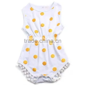 Plain White Baby Rompers White and Yellow Spot Rompers Baby Girls Rompers Jumpsuits thumbnail-3