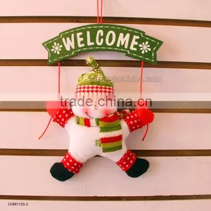Christmas Door Decoration Santa Claus Snowman Door Hanging Christmas Wreath Christmas Cloth Door Hanging Plate thumbnail-3