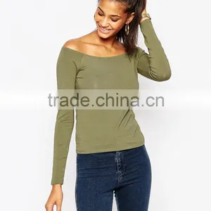2016 Womens Wholesale Clothing off Shoulder Tops With Long Sleeves Women Blouse thumbnail-2