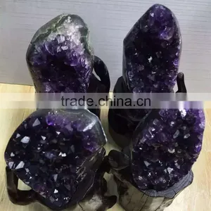Natural Rock 4 Pcs Amethyst Geodes Uruguay Crystal Ornaments On Sale thumbnail-2
