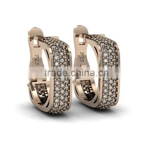 Rose Gold Plated 925K Sterling Silver Square Earrings thumbnail-1