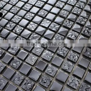 SMP14 Waterproof Mosaic Interior House Mosaic Black Electroplate Glass Mosaic thumbnail-4
