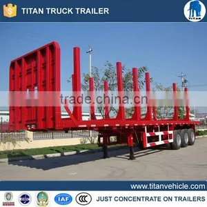 China High Quality Trailer Manufacturer 3 Axle Wood Log Trailer With Side Bar thumbnail-1