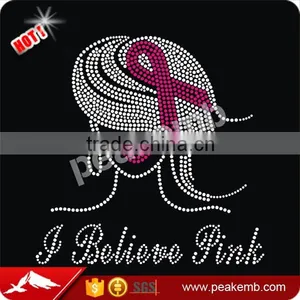 Beautiful Breast Cancer Hotfix Pink Ribbon Rhinestone Designs thumbnail-1