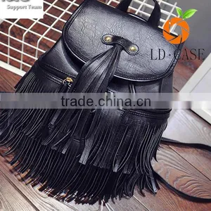 Custom High Quality Leather Women Bag Tassel Rivet Girls Backpack thumbnail-4