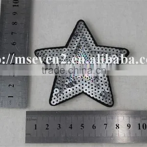 New Fashion White Color Custom Star Design Sequin Applique Star Pattern Embroidery Patch for Jeans thumbnail-6