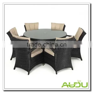 Audu Sicilia Black Rattan Garden Dining Set For 6 Seat thumbnail-2