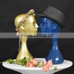 Fashion Blue /Golden Long Neck Female Mannequin Display for Wig/ Hat thumbnail-1