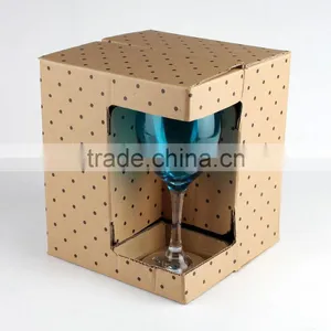 Set of 4 Wholesale Kraft Window Box Packed Solid Color Wine GLass thumbnail-2