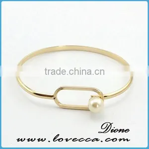 Turquoise Fashion White and Green Color Alloy Cuff Wire Bangle thumbnail-2