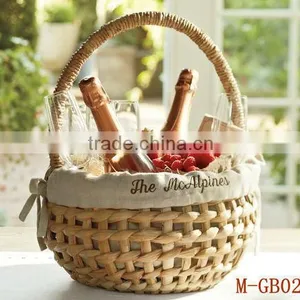 Cattail & Seagrass Gift Basket With Cotton Linen Liner and Handle thumbnail-1