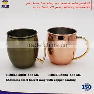 OEM Brushed Finish Copper Mug , SS Mug With Copper Plated thumbnail-4