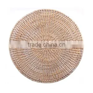 Placemat Round Rattan White Washed 35 cm thumbnail-1