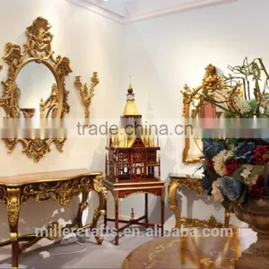 Palace Style Brown and Gold Color Veneer Top Hobby Lobby Console Table thumbnail-1