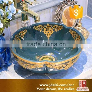 Reliable Quality Beautiful Design On-glazed Ceramic Pedestal Washbasin With the Chinese Inscription thumbnail-1