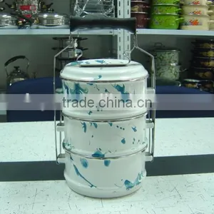 14-20cm 2pcs 3pcs 4pcs Set Portable Enamel Lunch Box Food Tiffin Carrier thumbnail-2