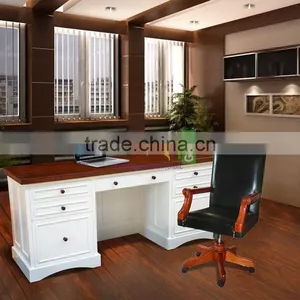 Writing Desk Two Tone Color White and Brown Model Scarlet thumbnail-1